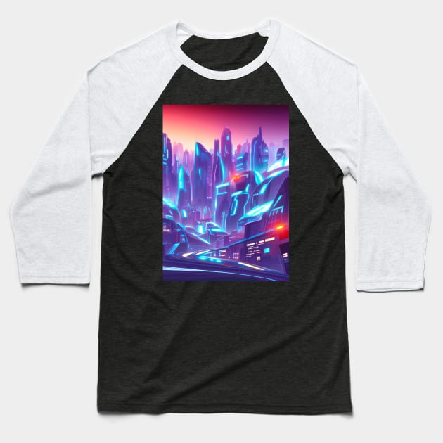 Cool Japanese Neon Cyber City Baseball T-Shirt by star trek fanart and more